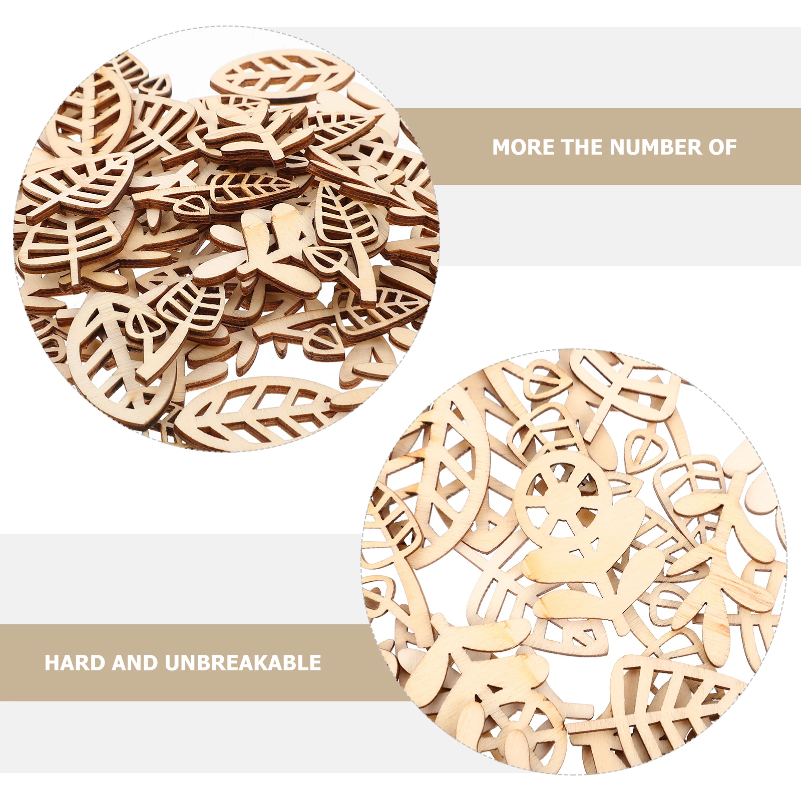 100Pcs Irisan Kayu Alami untuk Kerajinan DIY, Potongan Bunga dan Rumput, Perlengkapan Melukis Anak, Dekorasi Lukisan Tangan, Bahan Seni untuk DIY Rumah