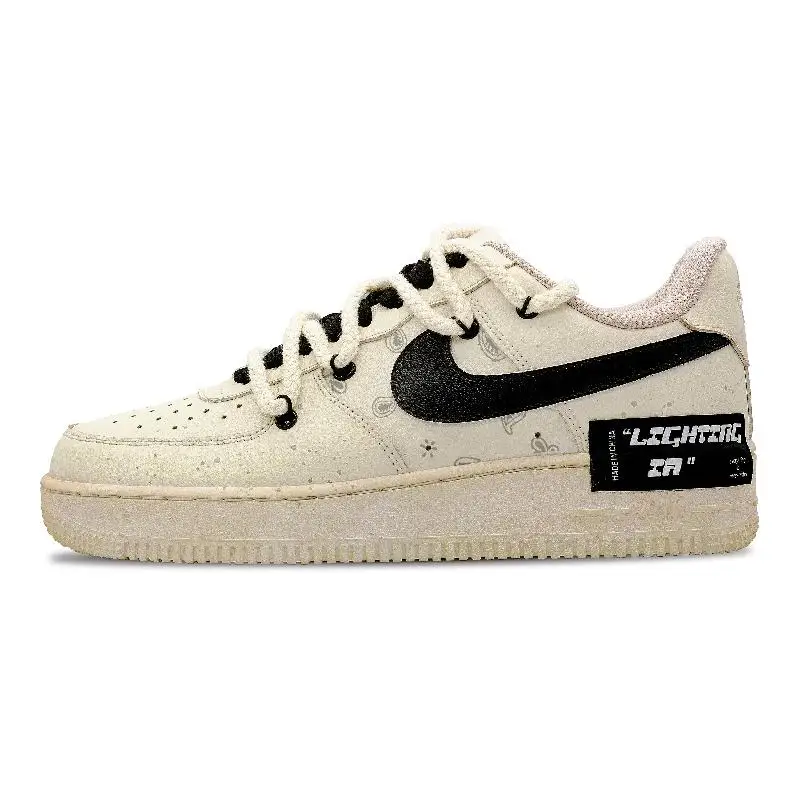 

[Женские туфли для скейтборда, окрашенные в кофейне цветком кешью] Nike Air Force 1, низкие низкие туфли для скейтборда, женские кофейные