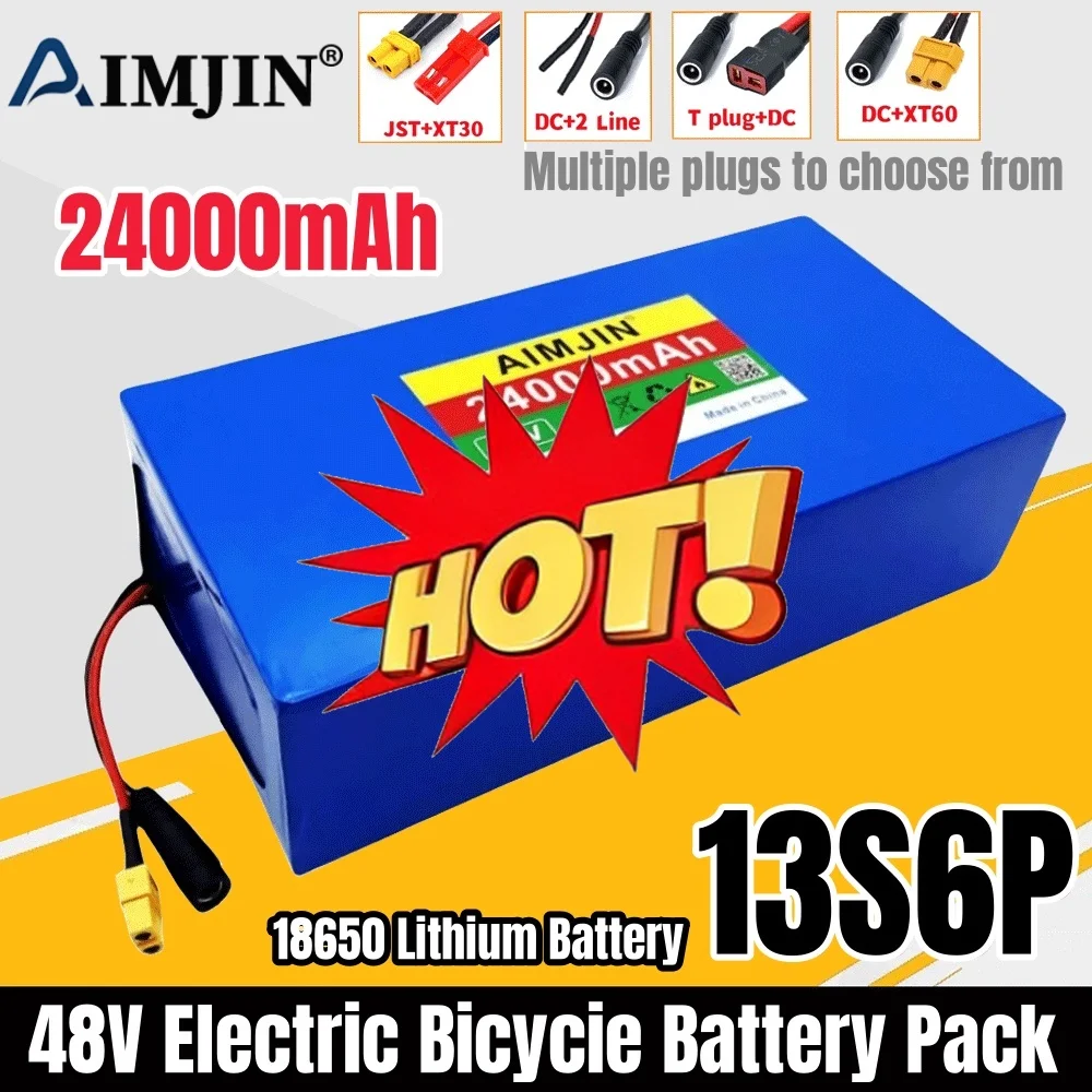 🔧🔧48V 24000mAh 13S6P lithium-ion battery pack 48V 24AH 18650 1500W electric, scooter and bicycle battery, built-in 50A BMS+cha