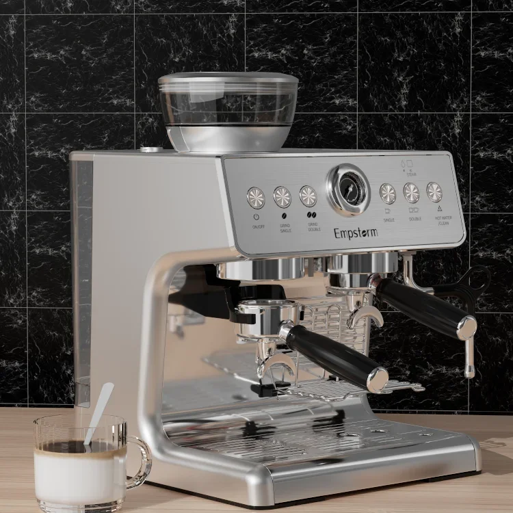 Empstorm 21M Montalatte elettrico da 20 bar in acciaio inossidabile 304 + ABS Macchina per caffè espresso con bacchetta a vapore per uso alberghiero