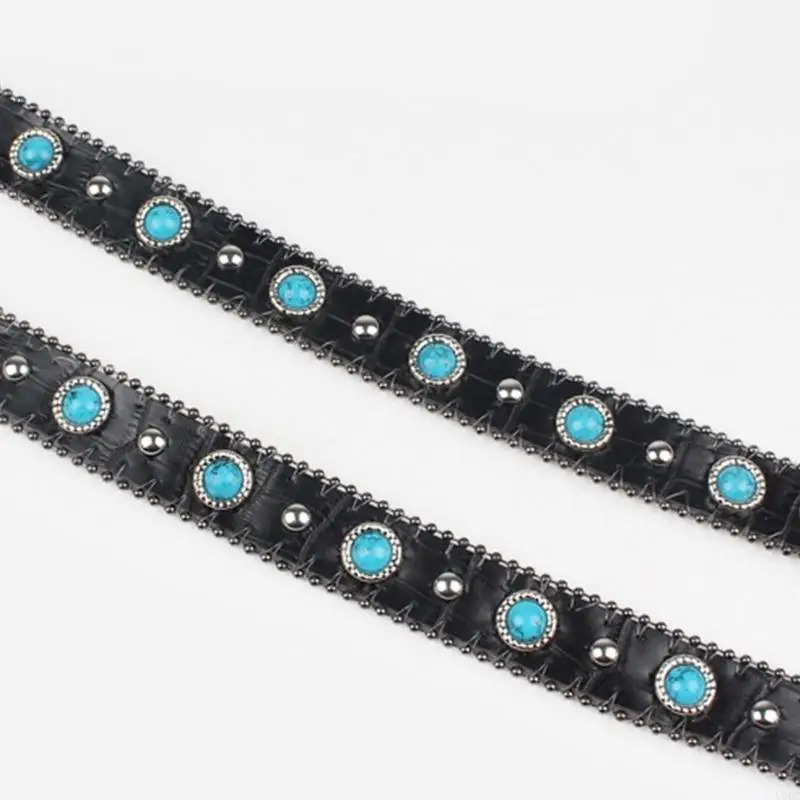 Durability Thread Braided Hat Band With Alloy Studs Rhinestones Embellished Hat Band for Various Hat Styles And Crafts Y166