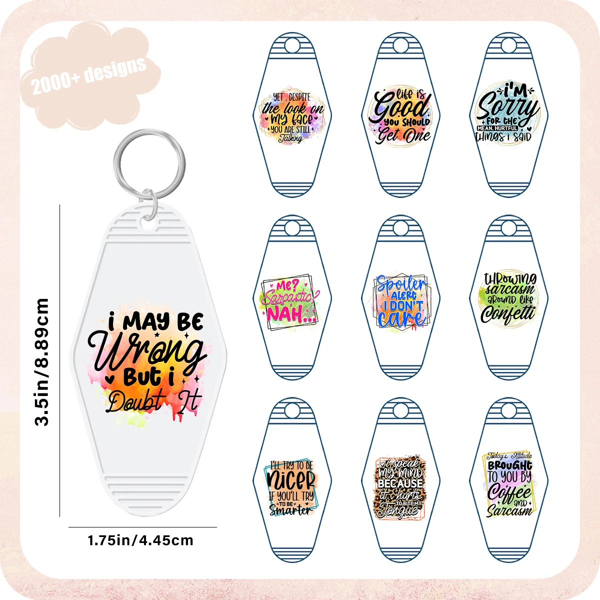 

5pcs/Set UV DTF Stickers Card Key Rings Keychain Transfer Sticker Custom Labels DIY Logo Waterproof