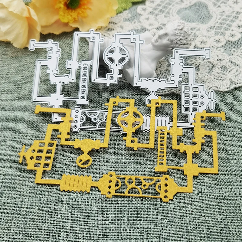 

Pipeline Cutting Dies Steampunk Die Cut Templates DIY Scrapbooking Embossing Punch Stencil Handicrafts Decoration Knife Mold New