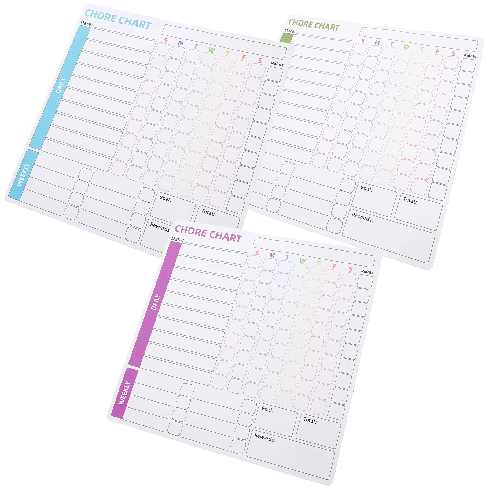 

3 Pcs Self-discipline Punch-in Sticker Stickers Magnetic Reward Chart Household Planner Behavior Fridge