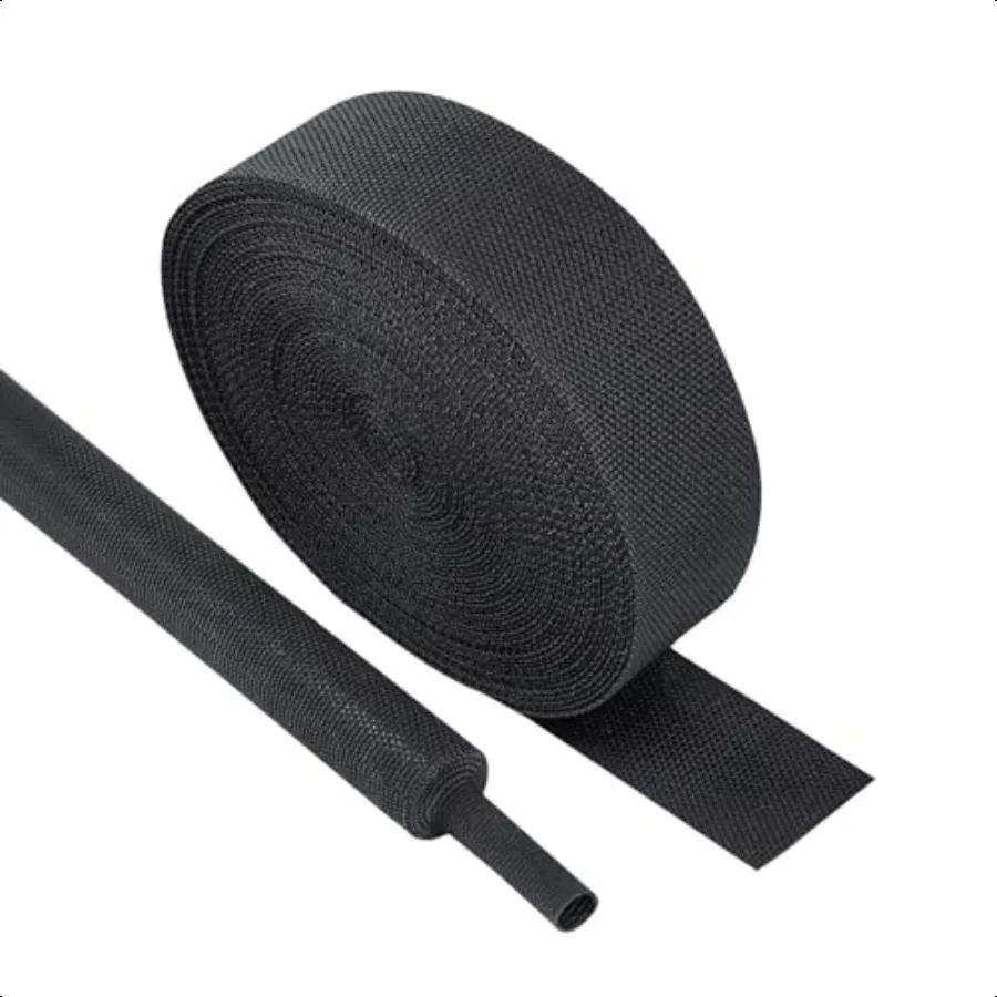 

Черный соотношение 2:1, автомобильная термоусадочная плетеная ткань, износостойкая плоская тканая термоусадочная ткань с рукавами, автомобильные кабельные провода, шланги