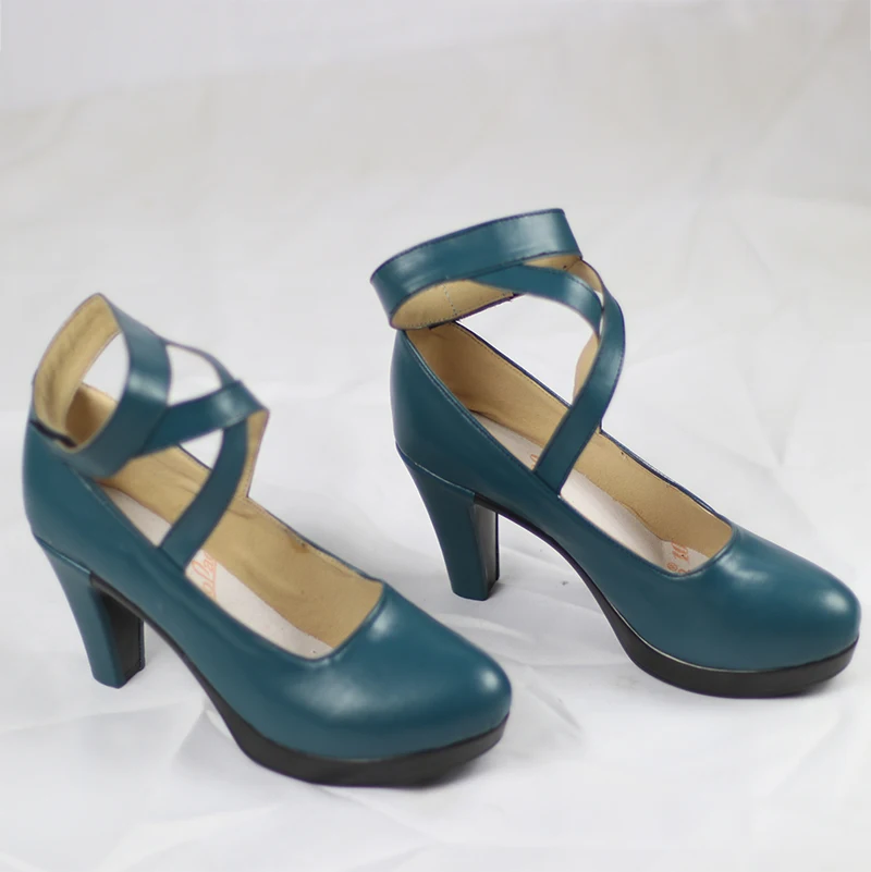 Anime Sailor Neptune/Kaiou Michiru Cosplay para mulheres, sapatos de festa de Halloween, sapatos de salto alto cosplay verde escuro