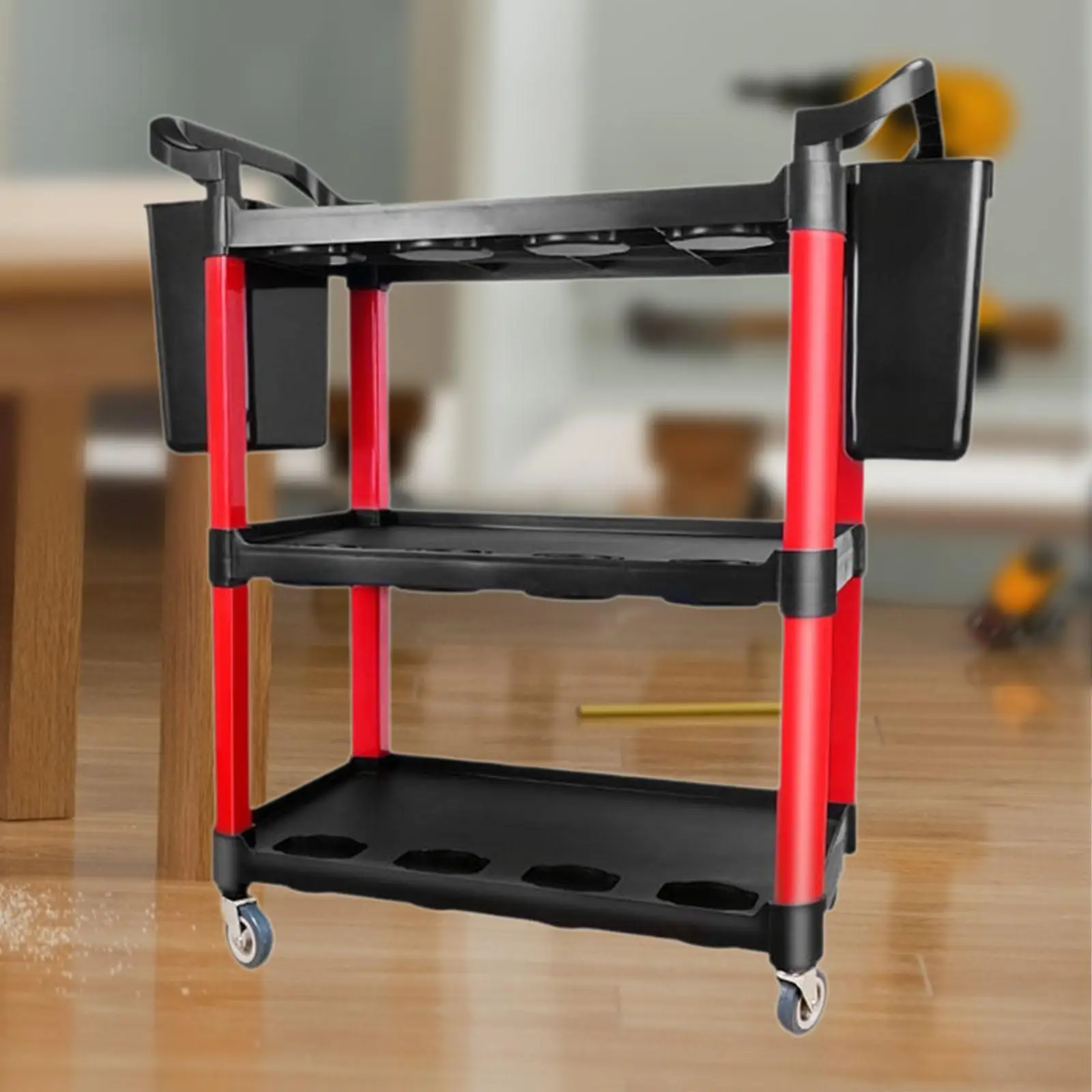 Service Utility Cart Food Service Cart High Reliability 3 Tier Rolling Cart for Kitchen Projects Car Warehouse Commercial