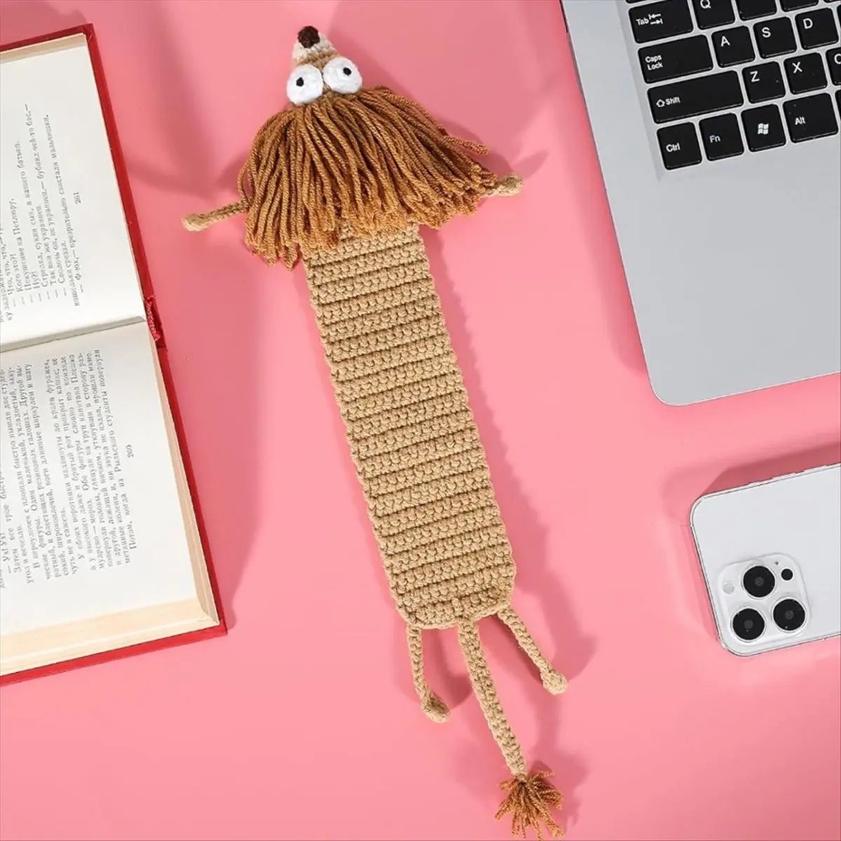 N82R 3D Animal Cartoon Bookmark Crochet Handmade Bookmark Children Student Cute Book Clip Pendant A view 4