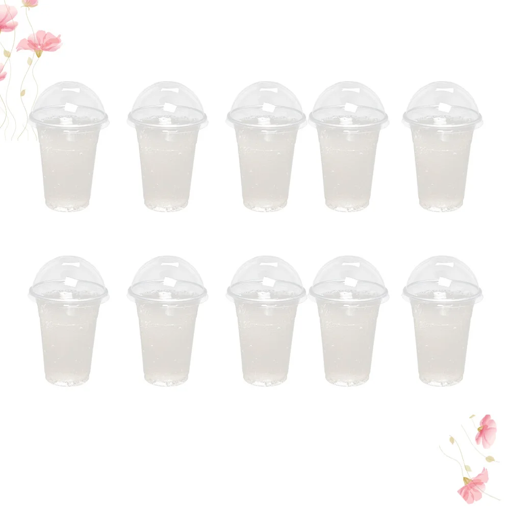 

50 set Disposable Clear Plastic Cups With Dome Lids For Milk Tea Cups Juice Cups Cold Drink Cups Eco Friendly Single Use Cups