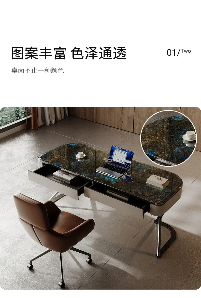 High-End Natural Super Crystal Stone Desk Modern Minimalist Study Desk Reception Table