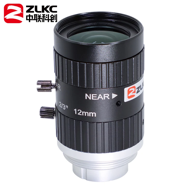 ZLKC 12mm Prime Lens 10MP C Mount Camera 2/3'' Sensors F2.8 Manual Iris Low Distortion for Machine Vision Cameras