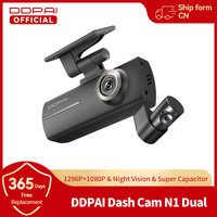 DDPAI N1 Dual Dash Cam Front and Rear Recording NightVIS 1296P Dash Camera Recorder Car DVR 24H Parking Mode WIFI & App Control