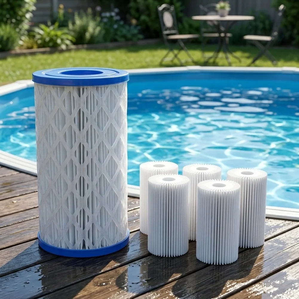 6pcs Pool Filter Cartridges Type III A Compatible For 1.9 Inch Inner Diameter Pump Spa Cleaning Replacement Parts