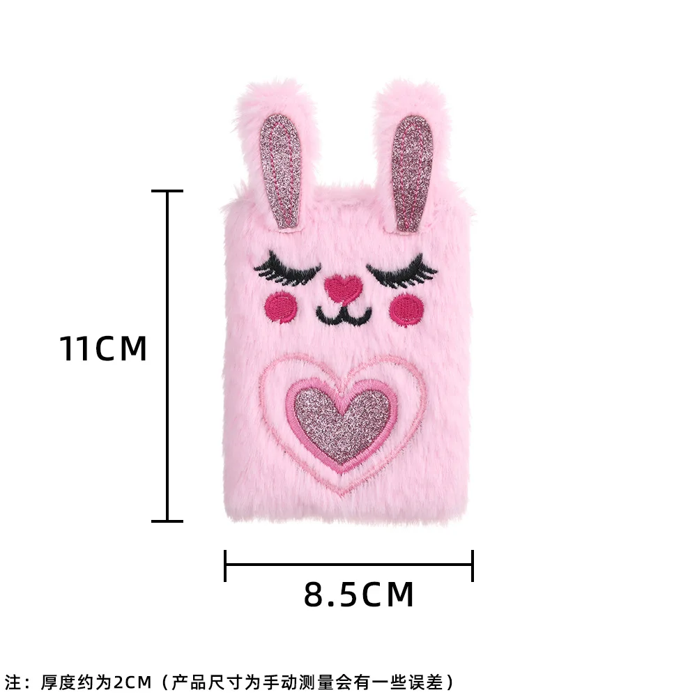 New Children's Notebook Cartoon Bunny Plush Notebook Girl Portable Mini Pocket Book Student Small Diary Gift Stationery Supplies