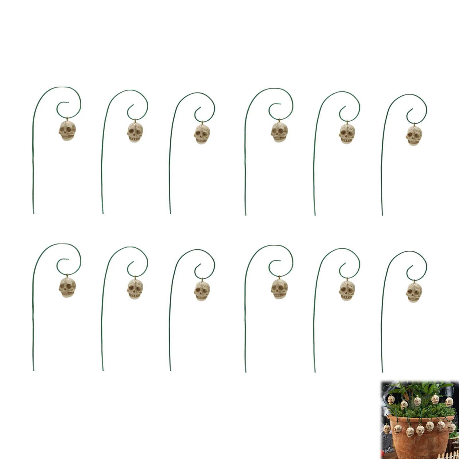 

12pcs Halloween Skull Decoration Set Halloween Skull Stake for Garden Decoration Planter Insert Bendable Wire Stake Home Decor