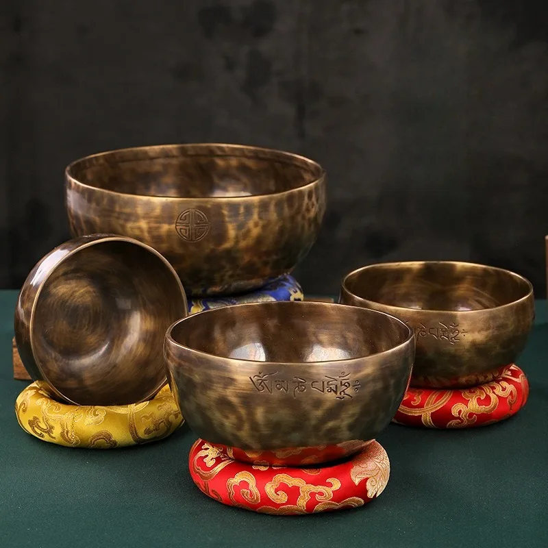 وعاء الموسيقى التبتية النحاس العلاج الأصلي أطباق الصوت نيبال اليدوية البدر جرس الموسيقى المهنية أطباق الصوت البوذية