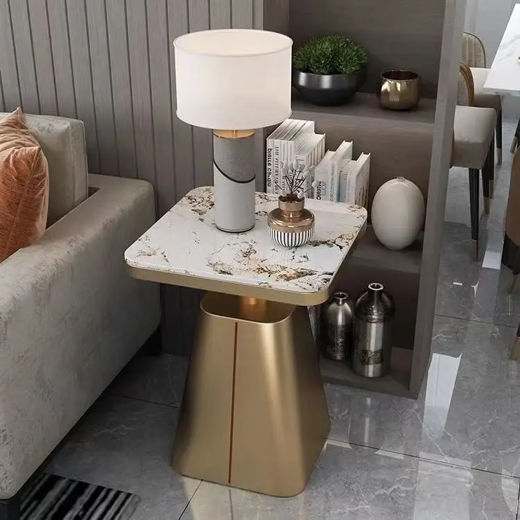 #Light Luxury Rock Board Hotel Sofa Side Several Balcony Living Room Side Corner Table Bedside Table Side Table
