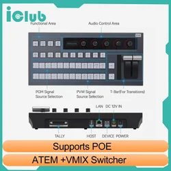 USB/LAN Live Streaming Switcher HD VMIX 12-Channel Digital Broadcasting Streaming Video Mixer vMix & A Switchboard Control Panel