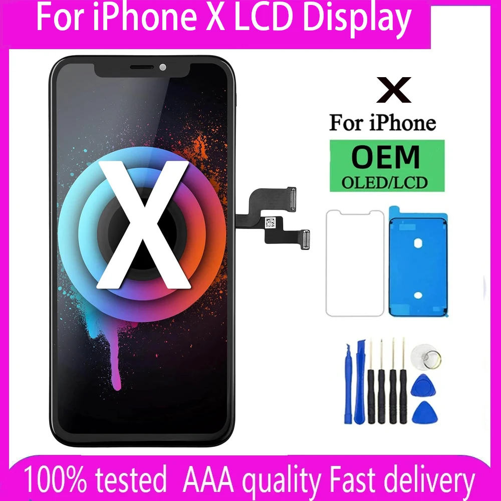 OLED Pantalla For iPhone X LCD Display Touch Screen Digitizer Assembly for iPhone X LCD Replacement 3D Touch A1865 A1901 A1902