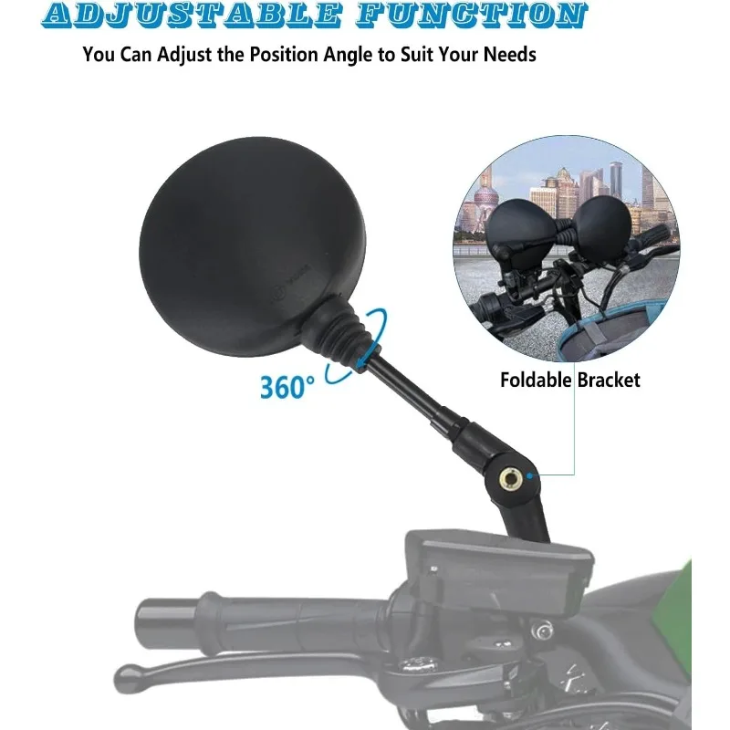 1 Pair of Motorcycle Rearview Mirror Round Foldable M8 M10 for Street Bikes Sport Bikes Scooters Cruisers ATV Motorcycles image 2