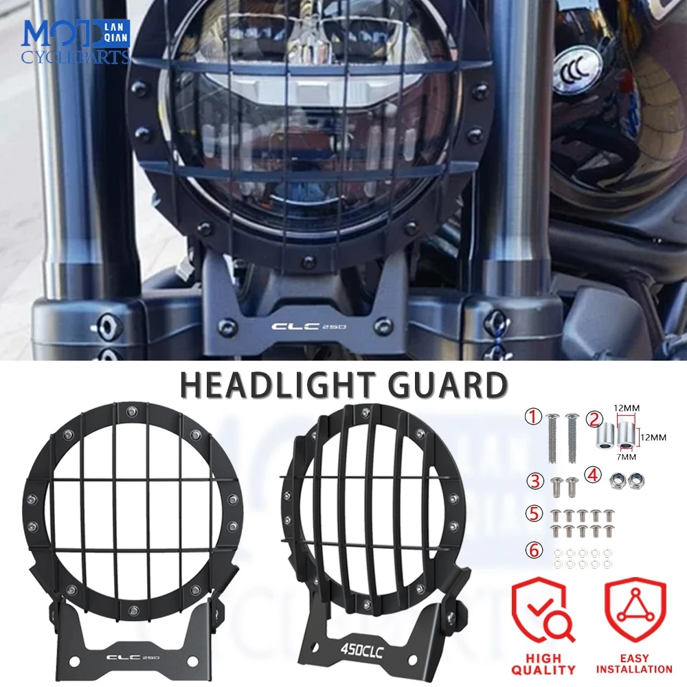 

FOR CFMOTO CLC450 CLC250 250CL-C 450CLC Motorcycle Accessories Bobber Headlight Grill Guard Protection Cover Protector 2023-2026