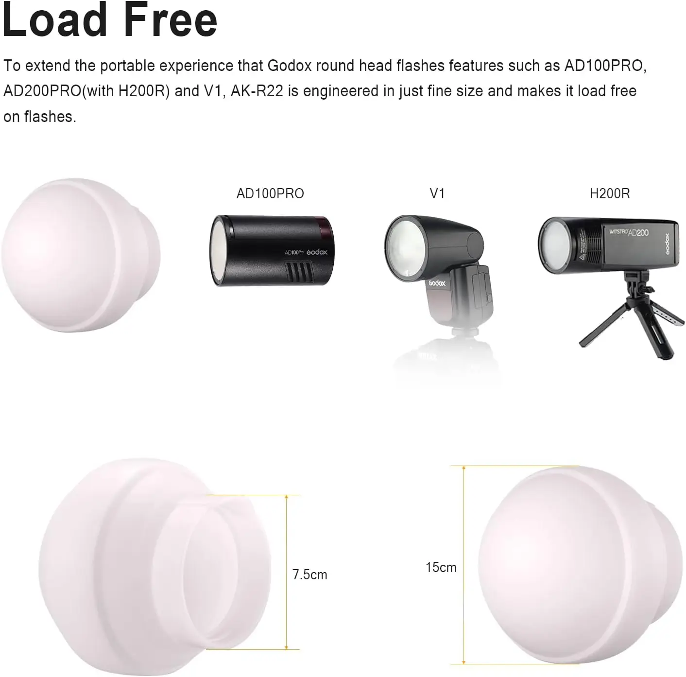 Lapgood AK-R22 Collapsible Silicone Photography Diffuser Dome for V1 Series Flashes AD100PRO AD200PRO Photography
