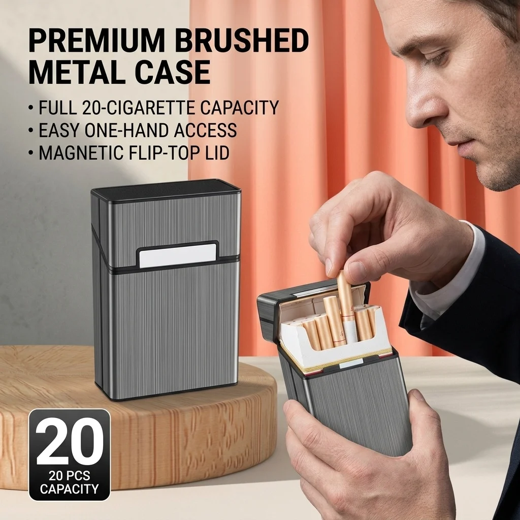 Portable Slim 20Capacity Cigarette Case Regular King Size Plastic Cigar Tobacco Holder Box Storage Container Smoking Accessories