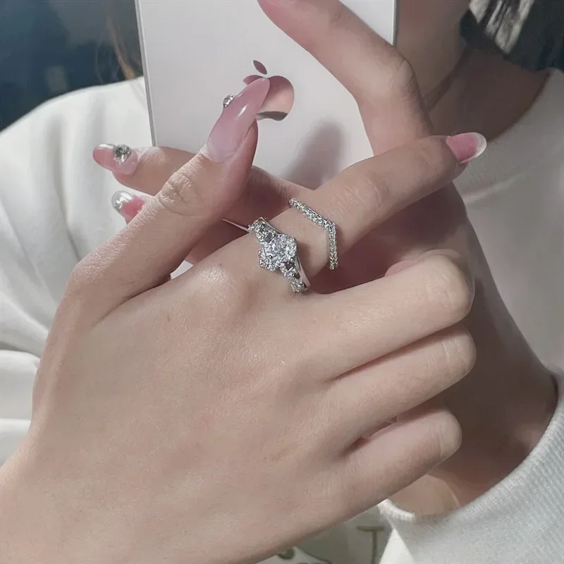 مجموعة MDL Moissanit1 Style Micro-set 80 نقطة خاتم مويسانيتي، مطلي بالألماس عيار 18 قيراط، تاج ومجموعة حلقات متعددة الأغراض #3