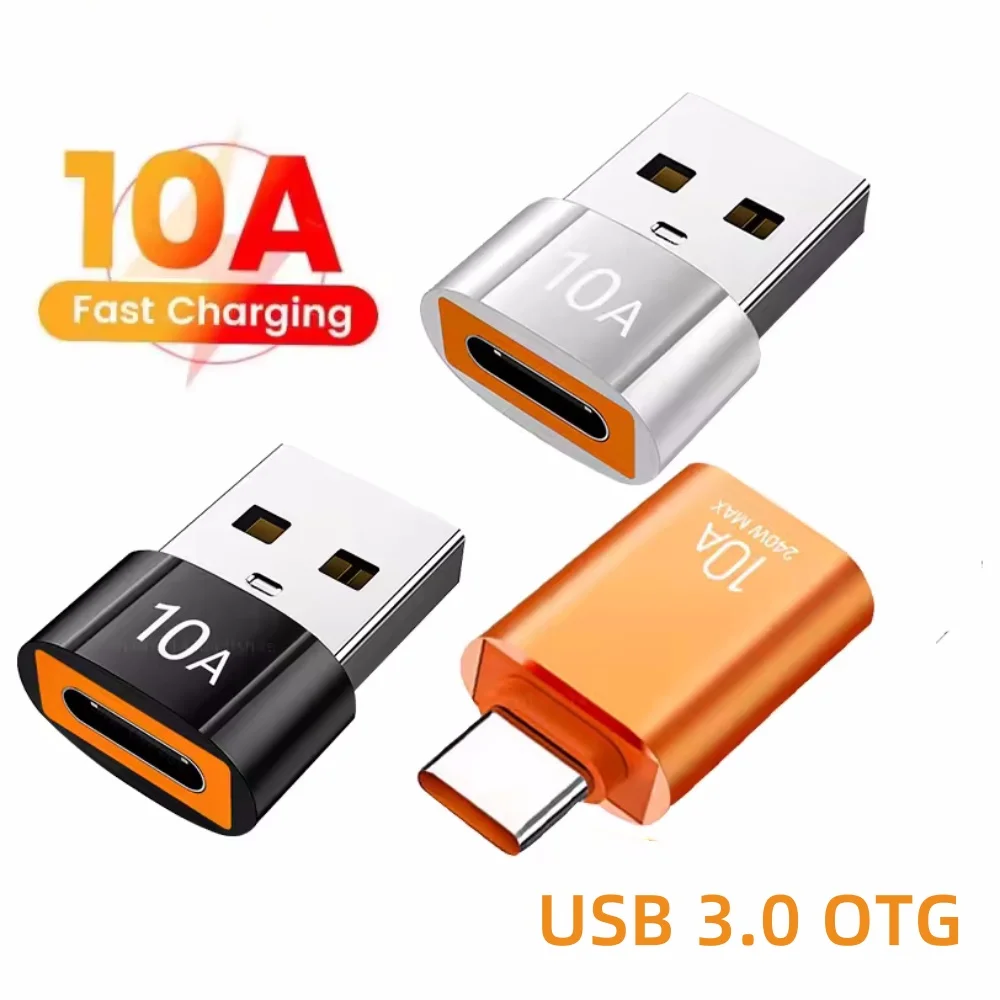 10A OTG Type C Female to USB A Male USB 3.0 to Type-C Converter Fast Charging Data Adapter for Laptop Xiaomi Samsung Oneplus