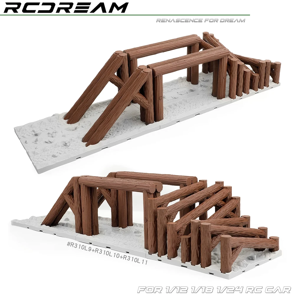 Simulated Wooden Pile Roadblocks Track Climbing Car Obstacles Unlimited Splicing for 1/10 1/12 1/18 1/24 RC Crawler Car Traxx/as