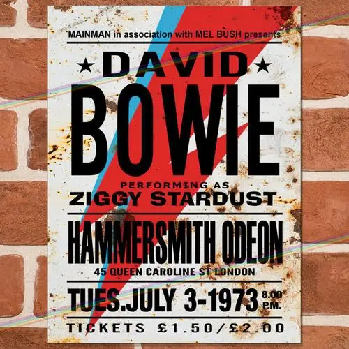 DAVID BOWIE HAMMERSMITH Music Metal Signs Mancave Shed Garage Retro Bar Tin Sign --Tin Sign