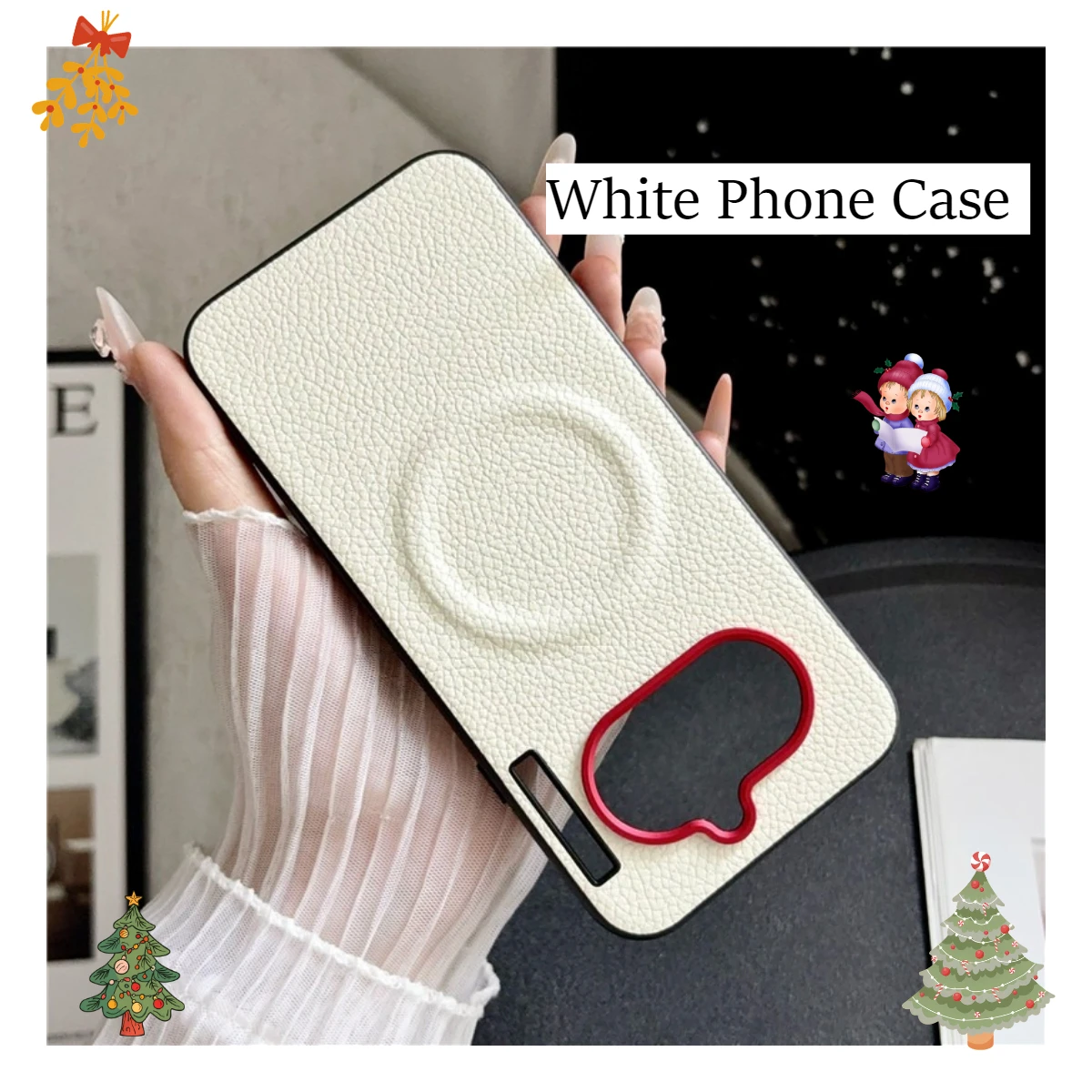Hülle für Nothing Phone 4A Pro 4A ELVEV Lychee Grain PU-Leder + TPU Anti-Drop-Magnet-Handyhülle mit Metall-Kamerarahmen