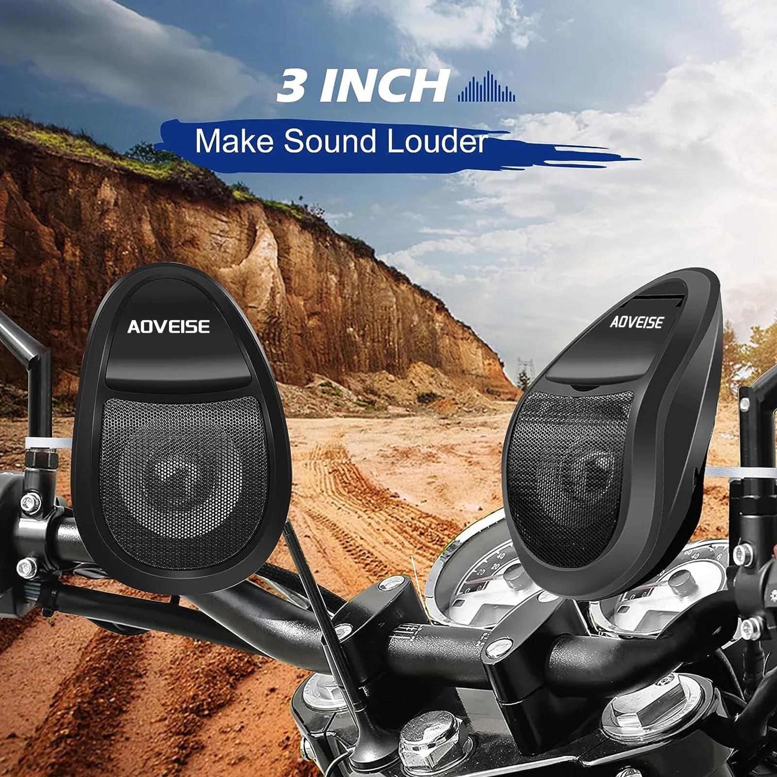 Altavoz impermeable compatible con Bluetooth para Moto, reproductor de audio y música mp3, sistema de audio, radio FM, motocicleta, scooter, negro