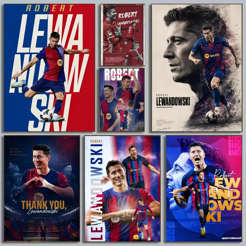 Robert Lewandowski Lewy Goal Machine Barcelona Striker Painting Calligraphy Eco-friendly wall decor Vintage Office frameless