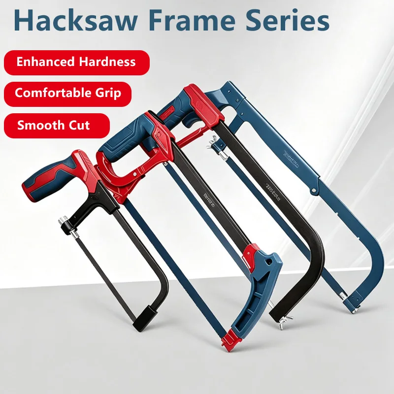Heavy Duty Hacksaw Frame 6 12 Inch Metal Cutting Hand Tool Mini Woodworking Pipe Cutter Saw Bow Bi-Metal Blade Ergonomic Grip