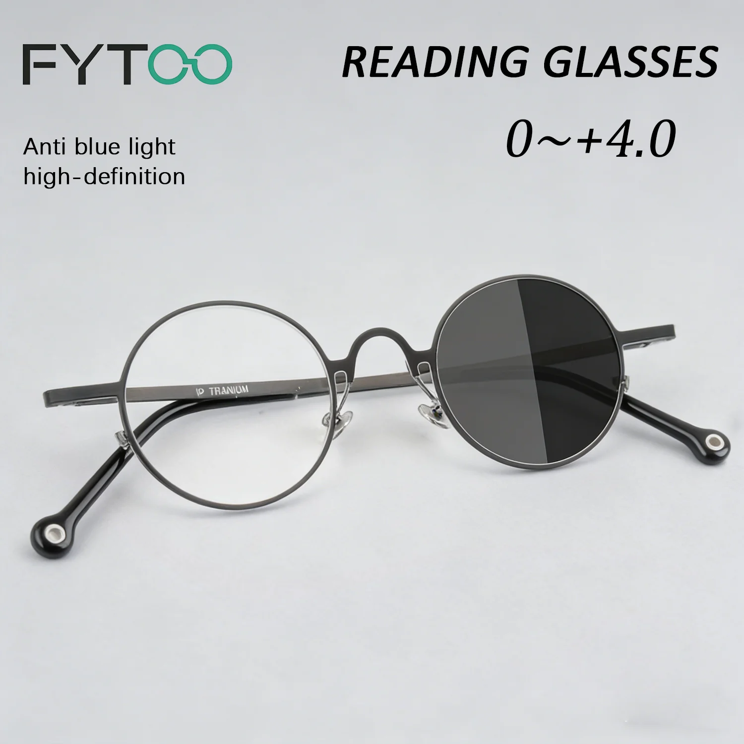 

Очки для чтения FYTOO из титанового сплава, круглые, фотохромные, прогрессивные, подходят для ежедневного использования в офисе и вождения K080
