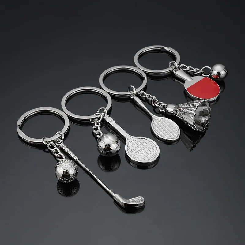 Mini Tennis Racket Golf Pingpong Badminton Pendant Keychain Sport Keyring Key Chain Ring For Teenager Fans Jewelry llaveros Gift