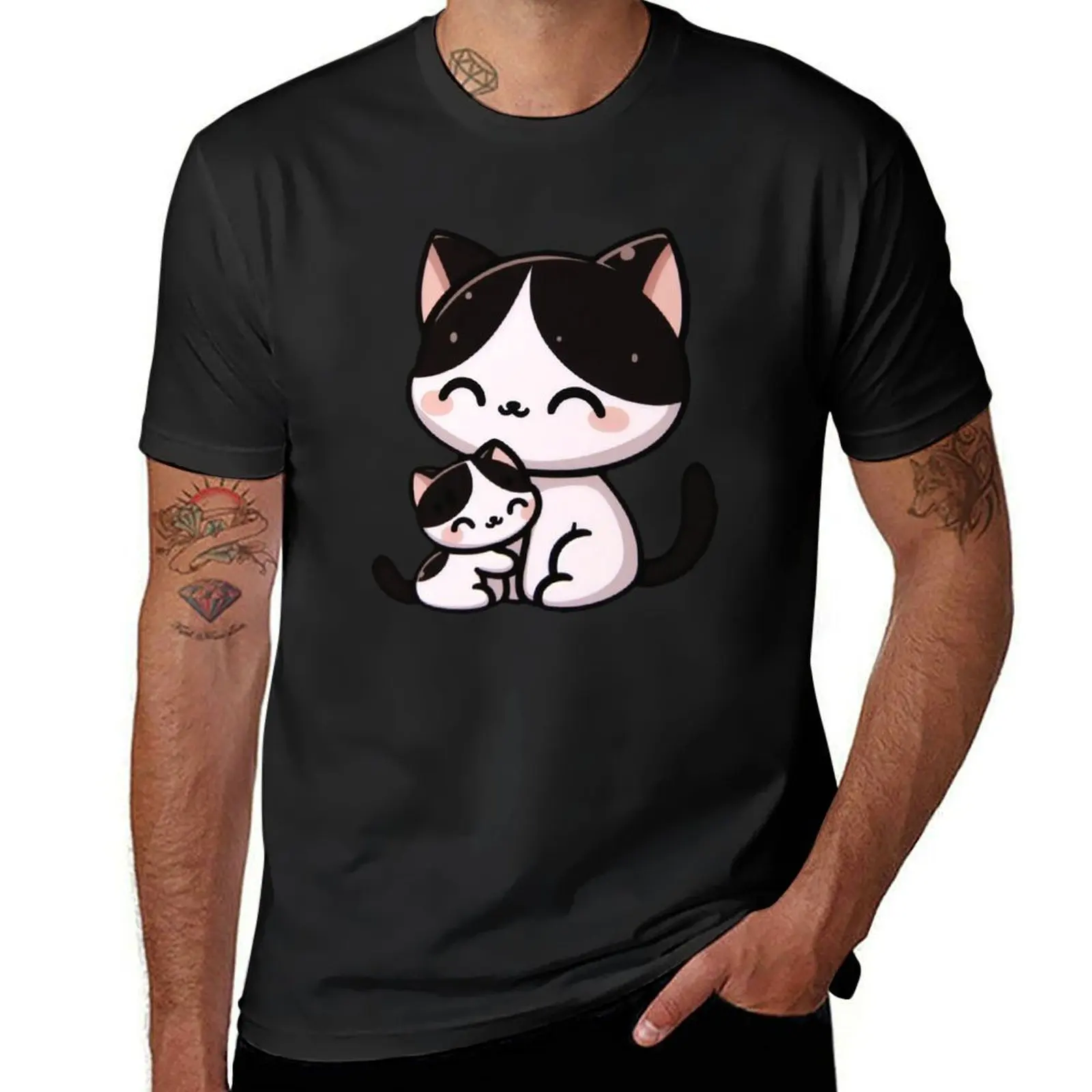 Mother Daughter Cat Kitten T-Shirt korean fashion cute tops sports fans plus sizes heavyweight t shirts for men