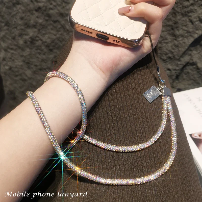 Mobile Phone Lanyard Long Neck Strap Anti Loss Pendant Short Water Diamond Pendant Wrist Chain Luxurious Full Diamond Pendant