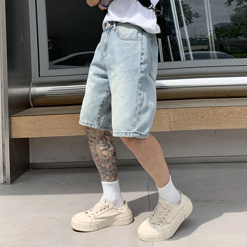 

GD 9371 summer tide embroidery denim shorts new fashion trend hundred loose casual boys shorts