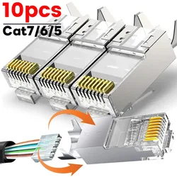 10/1Pcs RJ45 Shielded Connector CAT7 CAT6 CAT5e NOT Pass Through Modular Plug Network Gold Plated Ethernet Cable End 8P8C Crimp