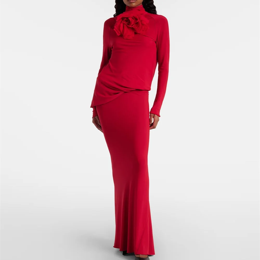 

2026 Summer Women's Elegant Dress with Appliques, Stretch Bodice, High Neck, Long Skirt, Y2K New Fashion Party Pleated Dress bra