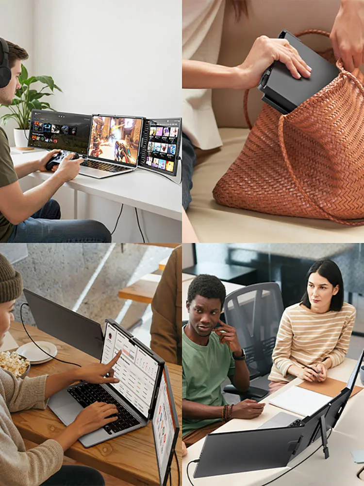 15,6 Zoll Triple-Screen-Extender für Laptop Mini-PC 1080 FHD IPS Externe Erweiterung Tragbarer Dual-Monitor für MAC Windows Chrome