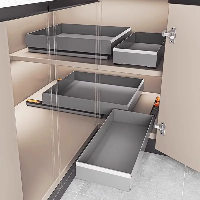 Cabinet corner basket drawer corner storage renovation space aluminum rust-proof single-layer kitchen deep cabinet shelf
