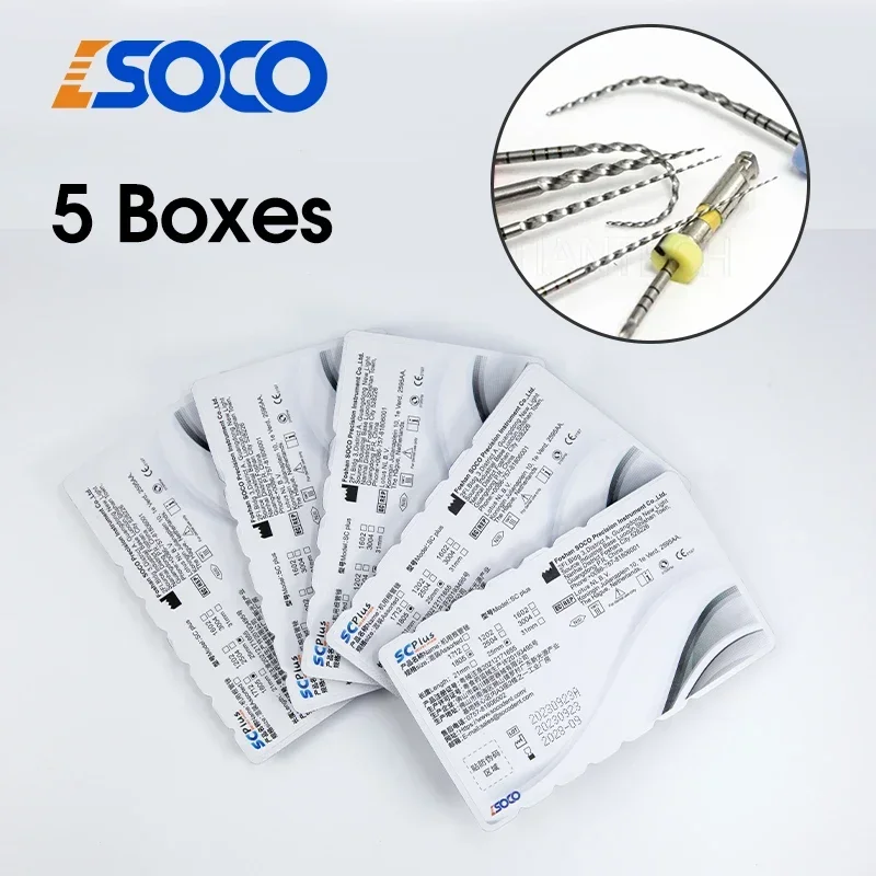 

SOCO PLUS 5 Boxes Root Canal File Activated Rotary Dentist Tools Endodontic Material Super-Strong Cutting Force, Anti-Fatigue