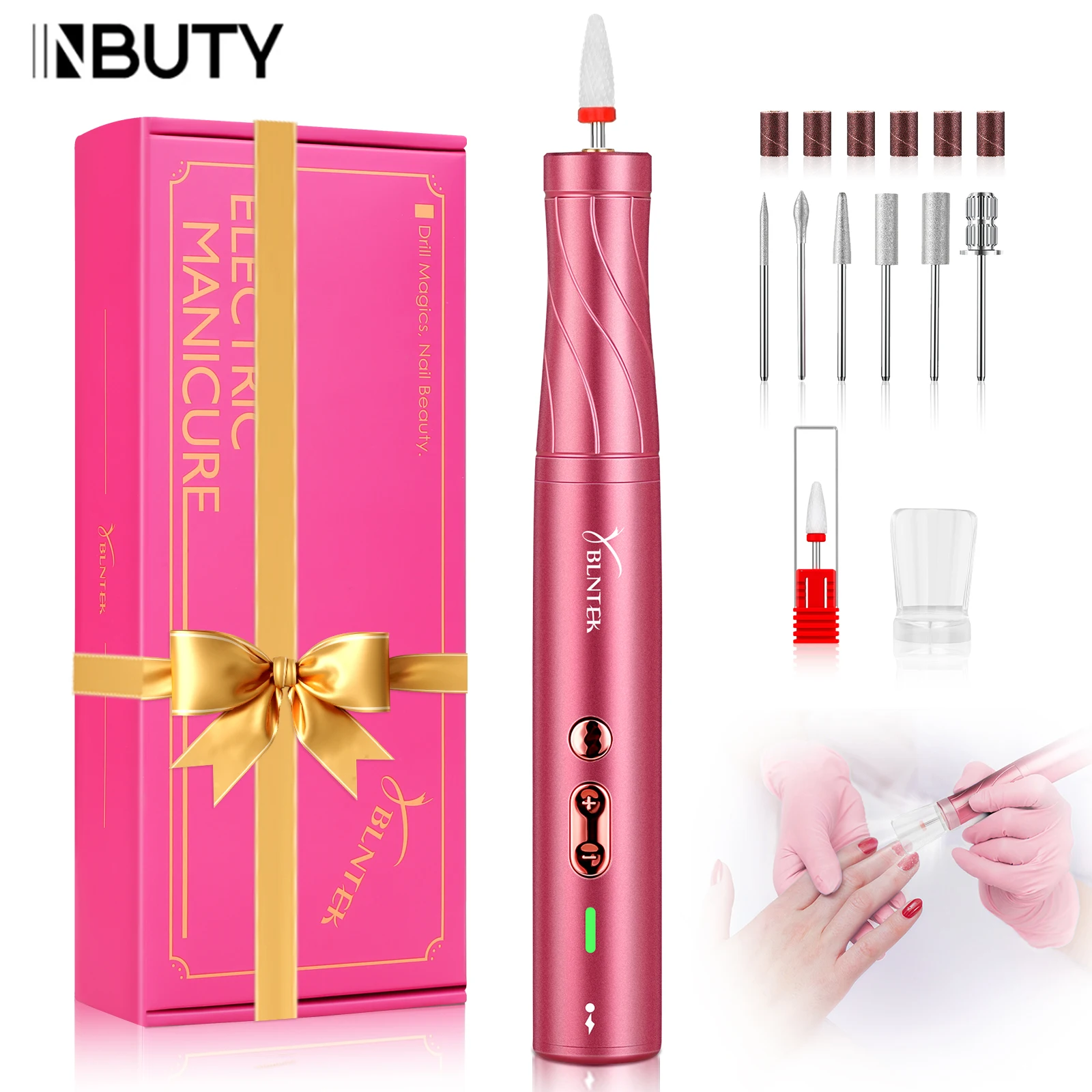 

INBUTY Electric Nail Drill 30000RPM with LED Light Manicure Machine Charging Nail File Polishing Nail Drill Pedicure Tools