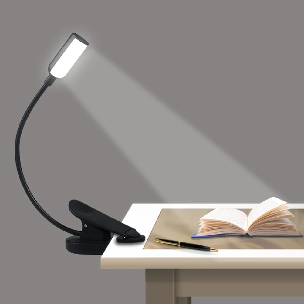 

USB Rechargeable Book Light Clip LED Desk Lamp Eye Caring Protection Reading Study Light Warm White Flexible Neck for Study