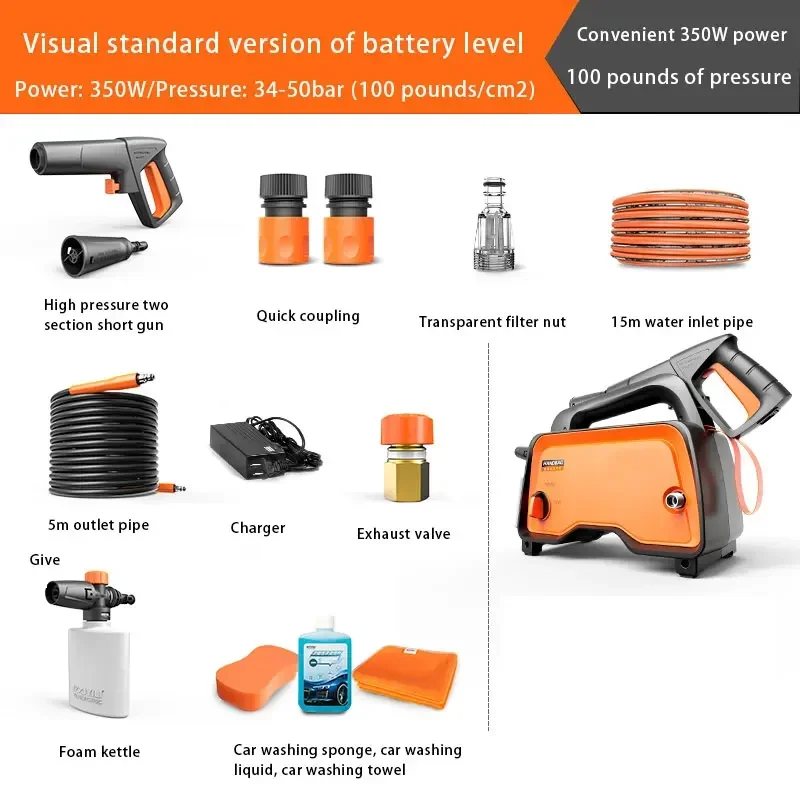 24V High-voltage Washing Machine, Lithium Battery, Wireless Flushing Water Pump, Portable Water Gun, Household Cleaning Tool