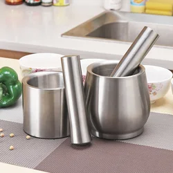 Stainless Steel  Setmortar and Pestle Garlic Herb Spice Mixing Grinding Crusher Bowl Restaurant Kitchen Tools