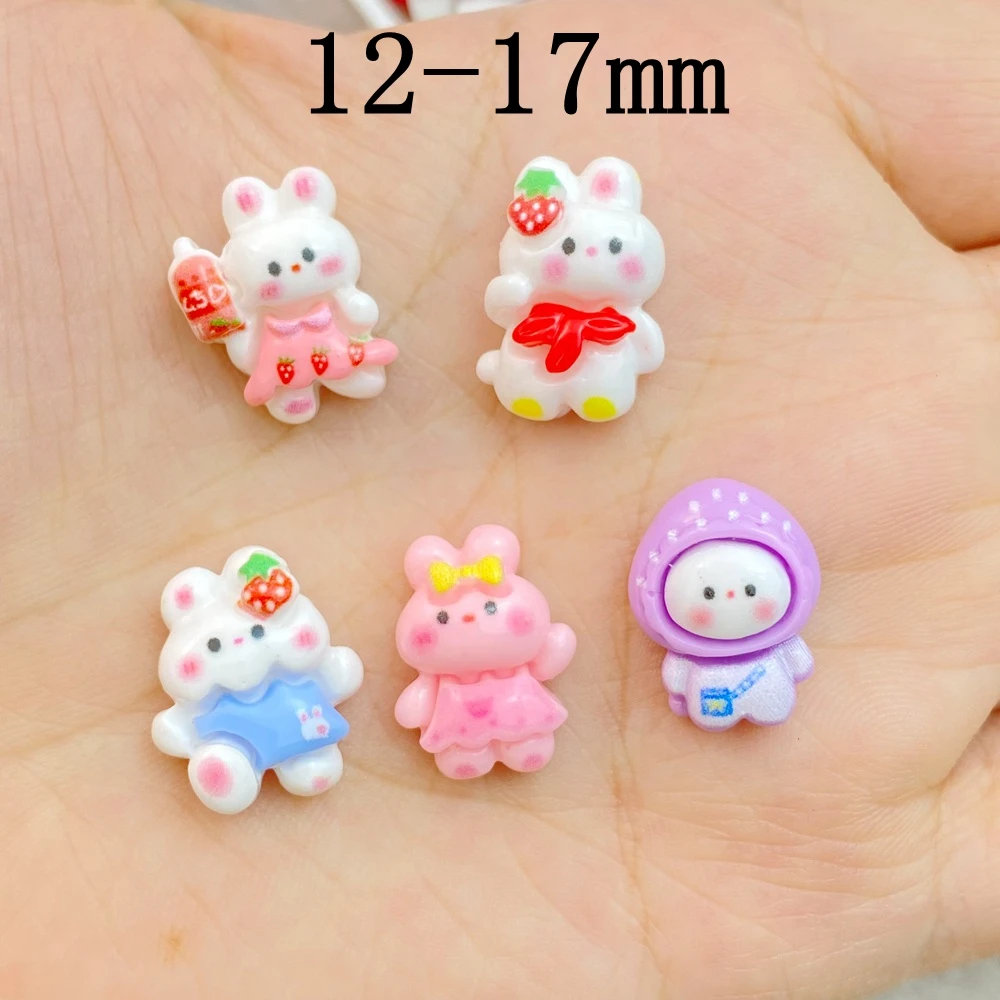 20Pcs Mixed Nail Art Resin Cartoon Little Rabbit Designer Charms Rhinestones DIY Craft For Nail 3D Decorations Jewelry